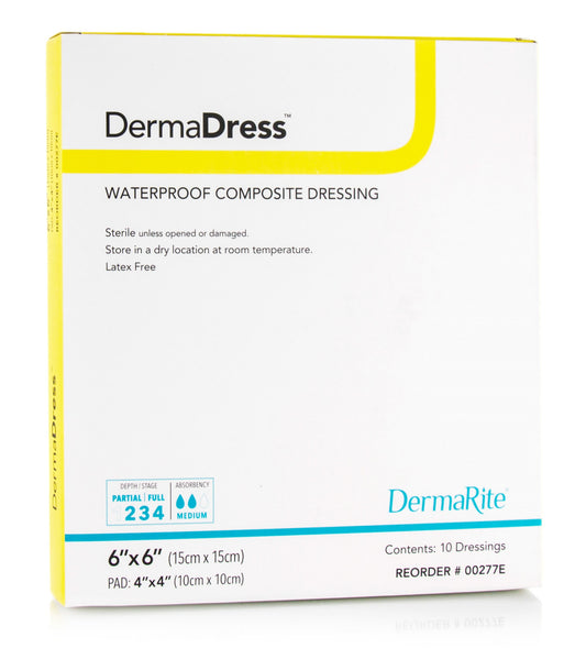DermaDress Waterproof Composite Dressing, 6" x 6"