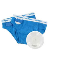 #140 Rodger Wireless Bedwetting Starter Kit with 2 Child Medium Briefs-Blue, Full Tuckable Underpad, Alarm